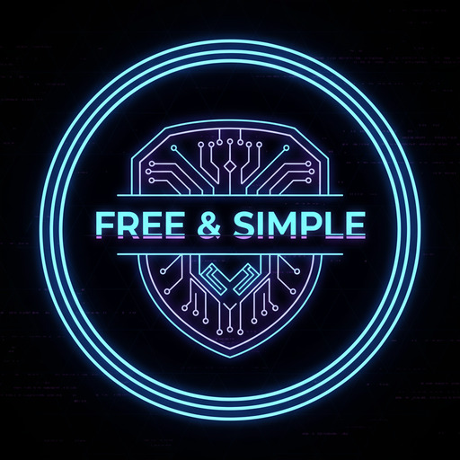 Badge stating free and simple