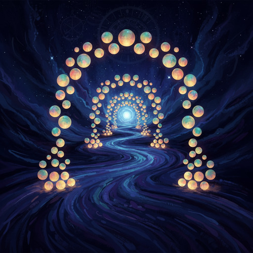 Night lane lit by lantern dots