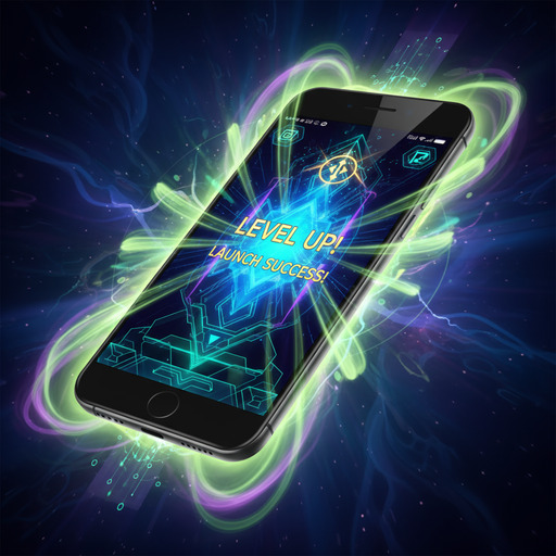 Phone with lime-violet launch glow