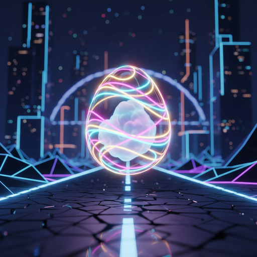 Neon egg token with soft glow