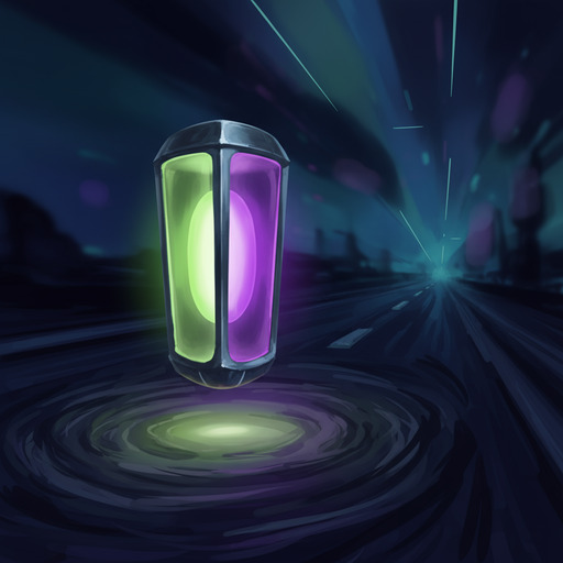 Lantern casting a lime-violet halo