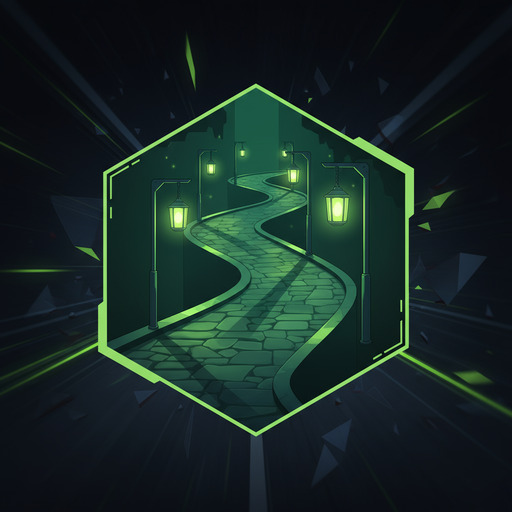 Lantern-lit lane tile with lime accents